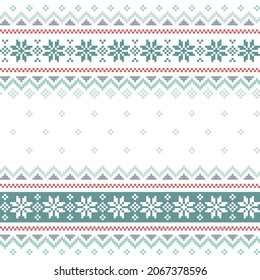 Christmas seamless pattern for knitting or embroidery with snowflakes. Vector illustration