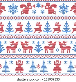 Christmas seamless pattern in knitting technique