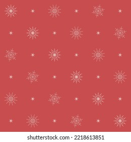 Weihnachtsmuster nahtlos mit leckeren Schneeflocken auf rotem Hintergrund