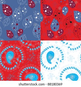 Christmas seamless pattern with leaves and frost