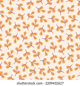 Christmas seamless pattern with leaves. Winter botanical background. Vector illustration