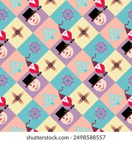 Christmas  seamless pattern, Love concept. Design for wrapping paper, fabric  pattern, background, card, coupons, banner, for decorated the Merry Christmas and Happy New Year.