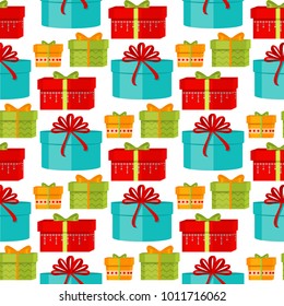 Christmas seamless pattern Merry Christmas and Happy New Year winter holiday background decorative paper vector illustration. Festive textile xmas abstract wrapping greeting ornament.