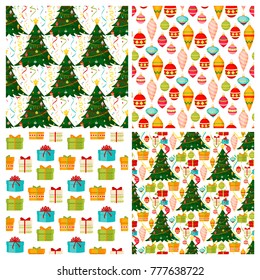 Christmas seamless pattern Merry Christmas and Happy New Year winter holiday background decorative paper vector illustration. Festive textile xmas abstract wrapping greeting ornament.