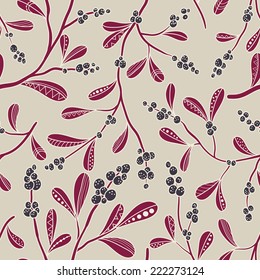 Christmas seamless pattern with mistletoe