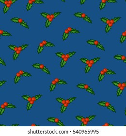 Christmas seamless pattern with mistletoe. Vector illustration.