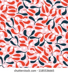 Christmas Seamless Pattern with Mistletoe. Xmas winter poster collection