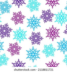 Christmas seamless pattern with multicolor stars and snowflakes on white background.  seamless christmas pattern with multicolored snowflakes