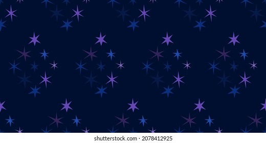 Christmas seamless pattern. Multicolored stars on a dark background in doodle style. Winter, Christmas and New Year concept.