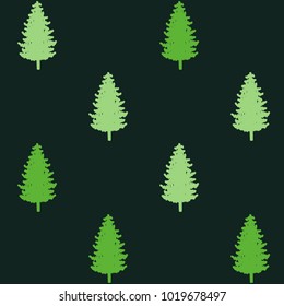 christmas seamless pattern. new year hand drown firs wrapping paper design, winter holiday decoration, christmas green trees modern background