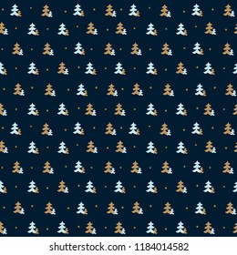 christmas seamless pattern. new year hand drown firs wrapping paper design, winter holiday decoration, modern background
