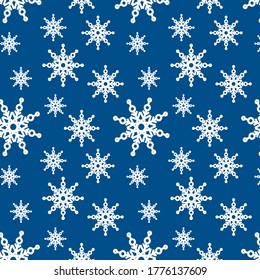 Christmas seamless pattern. Christmas New Year texture. Vector illustration on an isolated background. Festive background with snowflakes. Holiday wrapping paper.
