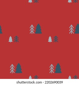 Christmas seamless pattern for New Year design and decoration with trees, toys and mittens. Festive paint with cute xmas holiday elements