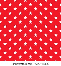 Patrón de Navidad sin fisuras. Texturas de año nuevo con adornos de estrellas rojas y blancas. Fondo de vacaciones. Navidad, huella textil geométrica festiva. Ilustración vectorial.