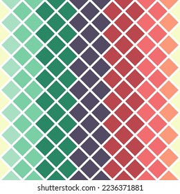 Weihnachtsnahtloses Muster. Neujahrsstruktur. Abstrakter, geometrischer Ornamentendruck mit roten, grünen und weißen Dreiecken. Vektorgrafik. Feiertagsfestlicher Hintergrund. für Tapete, Hintergrund