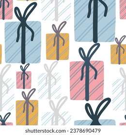 Christmas seamless pattern. New year background vector illustration for wrapping paper, fabric, textile