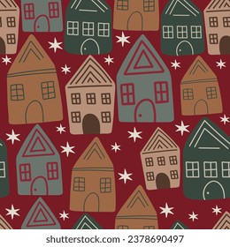 Christmas seamless pattern. New year background vector illustration for wrapping paper, fabric, textile