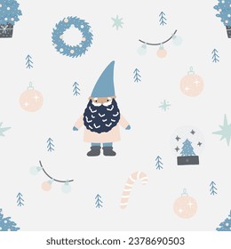 Christmas seamless pattern. New year background vector illustration for wrapping paper, fabric, textile