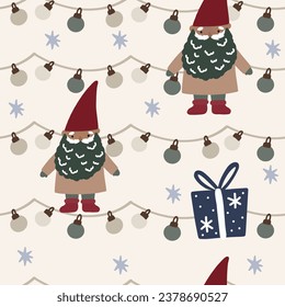 Christmas seamless pattern. New year background vector illustration for wrapping paper, fabric, textile