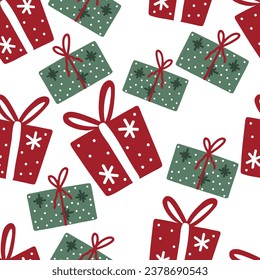 Patrón de Navidad sin fisuras. Ilustración vectorial de fondo de año nuevo para papel de envoltura, tela, textil