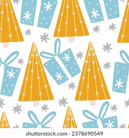 Patrón de Navidad sin fisuras. Ilustración vectorial de fondo de año nuevo para papel de envoltura, tela, textil