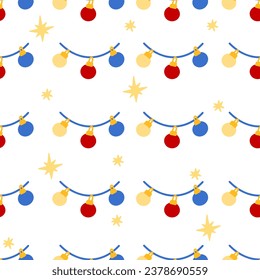 Christmas seamless pattern. New year background vector illustration for wrapping paper, fabric, textile