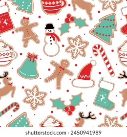 Navidades Patrón sin costuras. Navidades y Nuevo año Festiva patrón repetible. Textura de Elementos decorativos para Fondo de pantalla, papel de envoltura de regalo, tarjeta o Plantilla de Anuncio o impresiones textiles de tela.