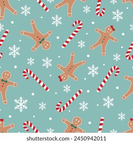 Christmas Seamless Pattern. Christmas and New year Holiday Repeatable Pattern. Decorative Elements Texture for Wallpaper, Gift Wrapping paper, Card or Banner Template or Fabric Textile Prints.