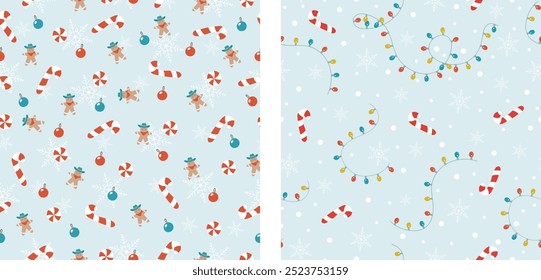 Christmas Seamless Pattern. Christmas and New year Holiday Repeatable Pattern. Decorative Elements Texture for Wallpaper, Gift Wrapping paper, Card or Banner Template or Fabric Textile Prints.