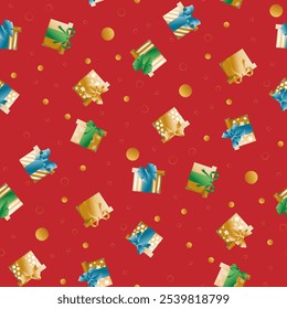Christmas Seamless Pattern. Christmas and New year Holiday Repeatable Pattern. Decorative Elements Texture for Wallpaper, Gift Wrapping paper, Card or Banner Template or Fabric Textile Prints.