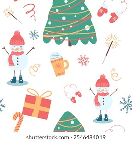 Christmas Seamless Pattern, New Year pattern, background