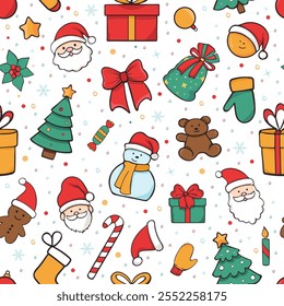 Christmas Seamless Pattern. Christmas and New year Holiday Repeatable Texture for Wallpaper, Wrapping paper, scrapbooking or Banner Template