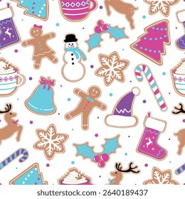 Christmas Seamless Pattern. Christmas and New year Holiday Repeatable Pattern. Decorative Elements Texture for Wallpaper, Gift Wrapping paper, Card or Banner Template or Fabric Textile Prints.