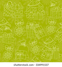 Christmas seamless pattern. New Year tiling texture for design.  Doodle style. Wrapping paper.