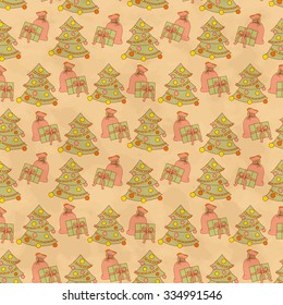Christmas seamless pattern. New Year tiling texture for design.  Doodle style. Wrapping paper.