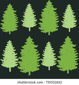 christmas seamless pattern. new year hand drown firs wrapping paper design, winter holiday decoration, christmas green trees modern background