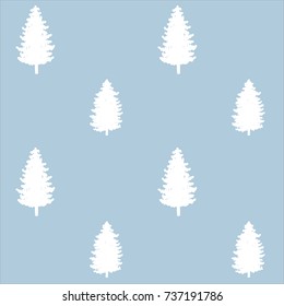 christmas seamless pattern. new year hand drown frost firs wrapping paper design, winter holiday decoration, snowed christmas trees modern turquoise background