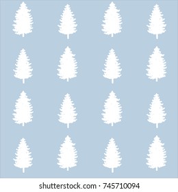 christmas seamless pattern. new year hand drown frost firs wrapping paper design, winter holiday decoration, snowed christmas trees modern turquoise background