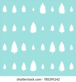 christmas seamless pattern. new year hand drown frost firs wrapping paper design, winter holiday decoration, snowed christmas trees modern turquoise background