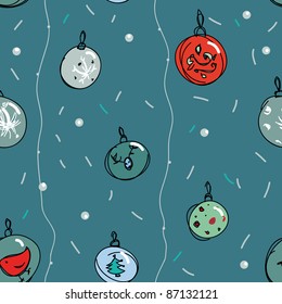Christmas seamless pattern with New Year toys
