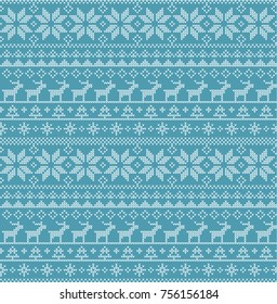 Christmas Seamless Pattern. Nordic style vector ornament 