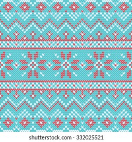 Christmas seamless pattern with Norwegian motifs, Knitting ornament. Perfect for wallpaper, wrapping paper, pattern fills, winter greetings, web page background, Christmas and New Year greeting cards