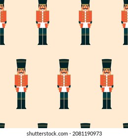 Christmas seamless pattern with nutcrackers. Vector illustration. 