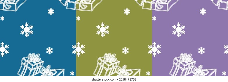 Christmas seamless pattern on a colored background. Bright New Year patern for wrapping paper, print, cover design, fabric.EPS10