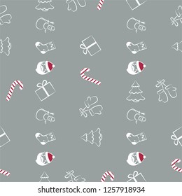 Christmas Seamless Pattern On Grey Background. Vector illustration. EPS10