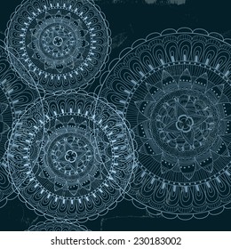 Christmas seamless pattern on grunge background with lace ornament