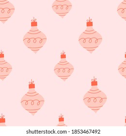 Christmas seamless pattern on pink background 