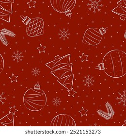 Natal sem emenda padrão no fundo vermelho