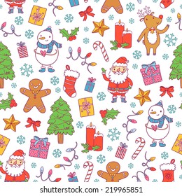 Christmas seamless pattern on white background