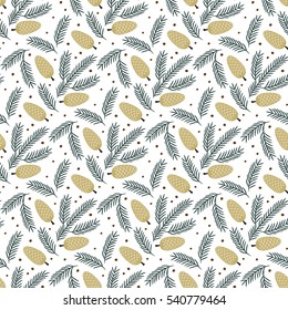 Christmas seamless pattern on the white background. Vector illustration.